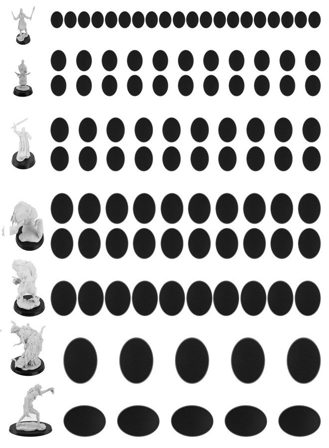DisplayMore 100Pcs Plastic Model Miniature Bases, 7 Different Sizes Wargame Accessories,4mm/0.16 Thick Circular War Figure Display Stands For Gaming Miniatures or Wargames Role Playing Board Game Figure Toy (100PCS-7 Size Mix-Black) - Image 1